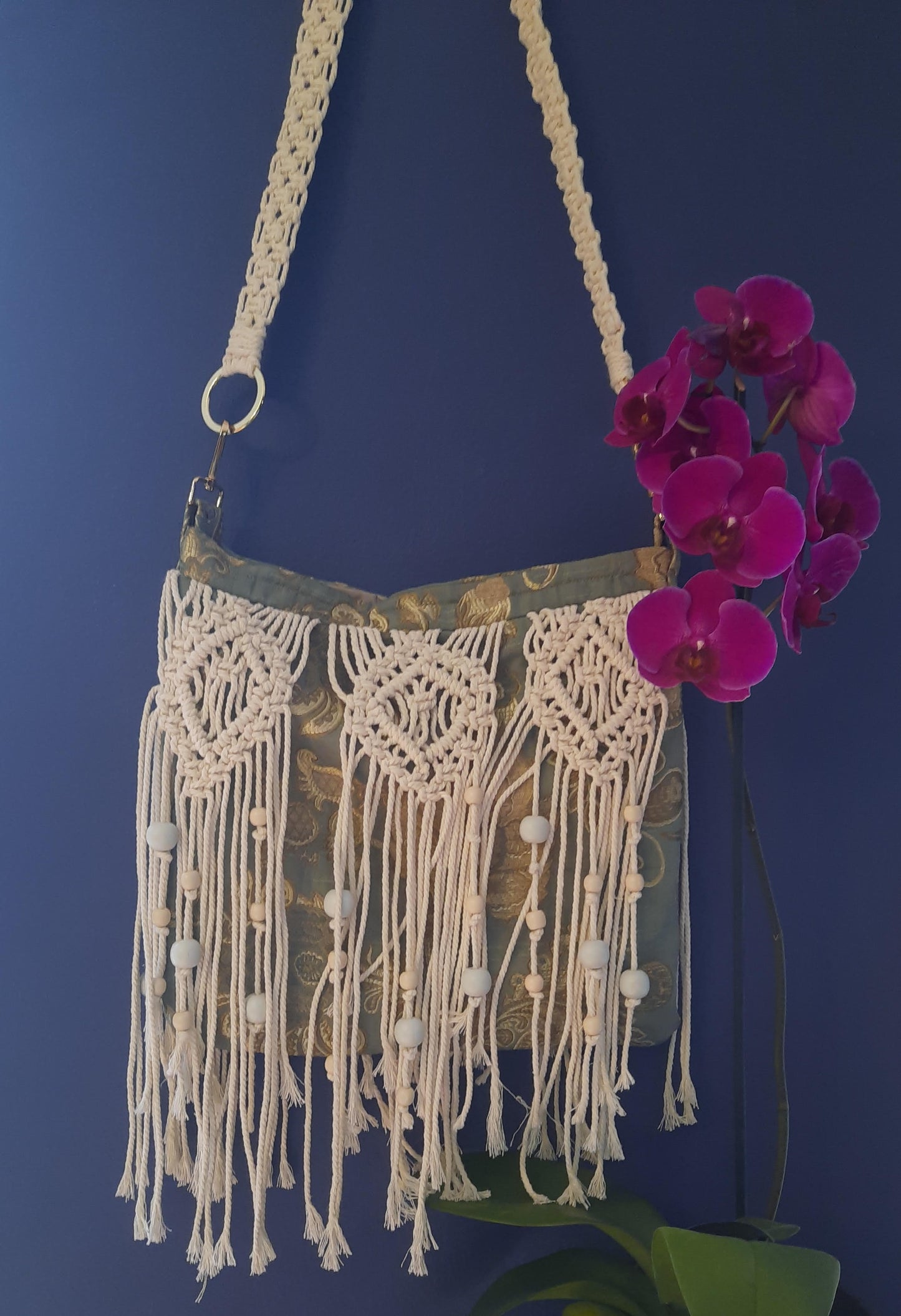 The Dandelion Bag, a Crossover in a Turquoise & Gold