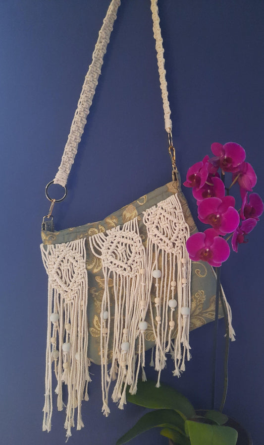 The Dandelion Bag, a Crossover in a Turquoise & Gold
