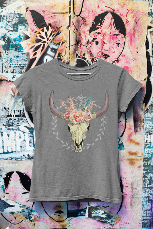 Bull Skull & Flower T-Shirt