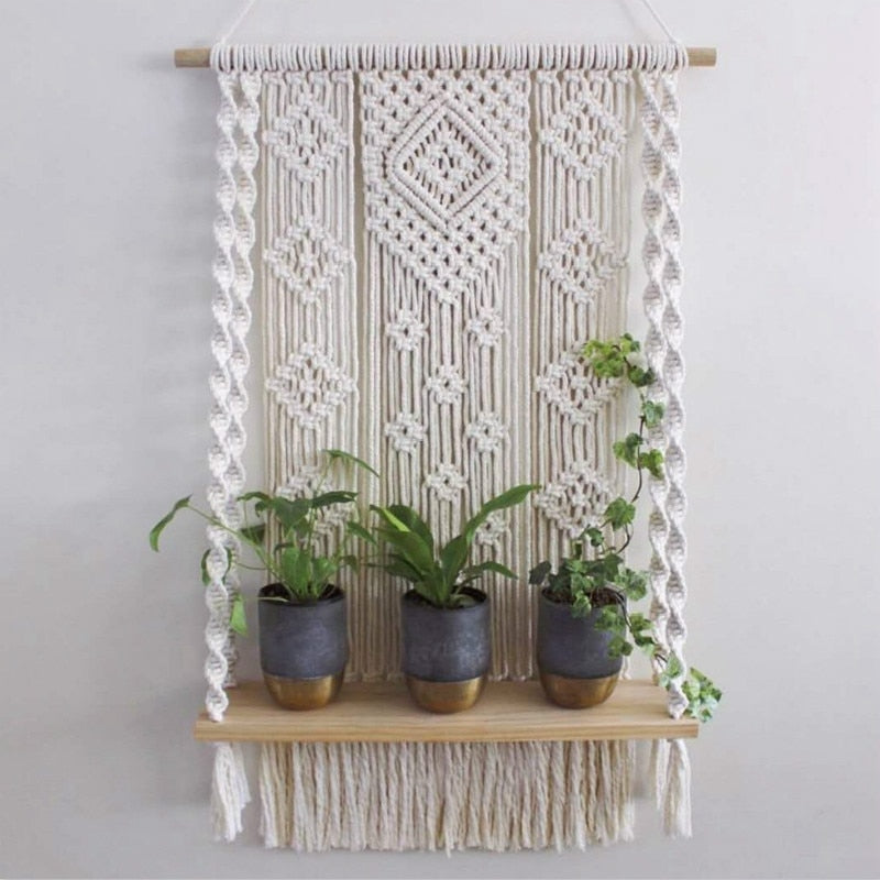 Bohemian Wall Hanging Shelf Macrame