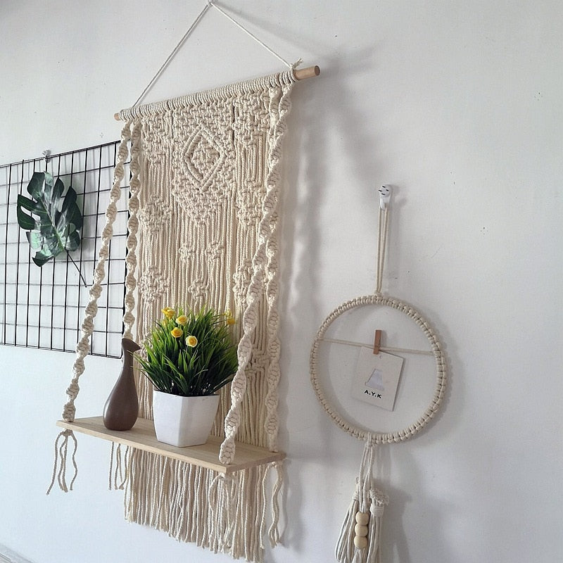 Bohemian Wall Hanging Shelf Macrame