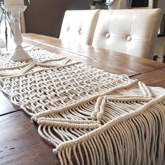 Bohemian Nordic Table Runner, with Tassels