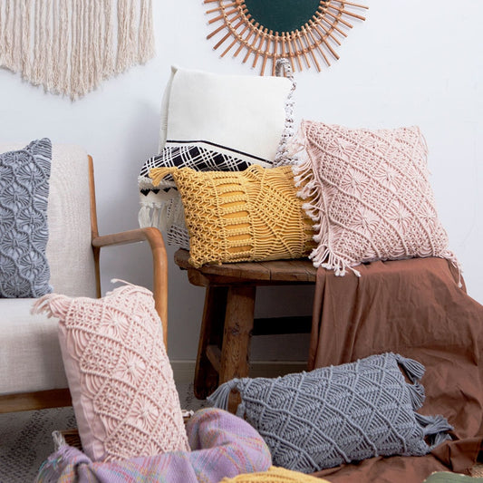 Hand Woven Cushion Covers With Tassels - Gorgeous Colors to Choose From!