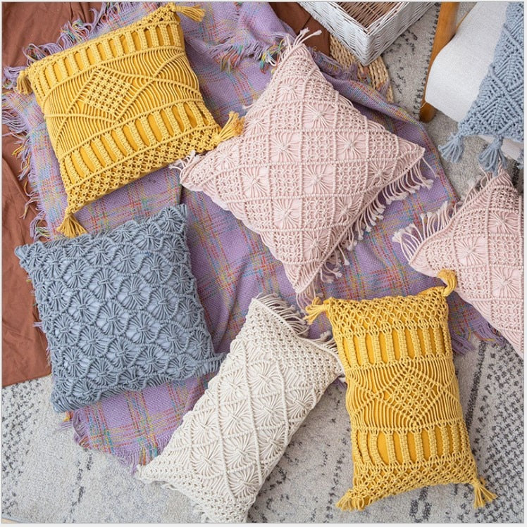 Hand Woven Cushion Covers With Tassels - Gorgeous Colors to Choose From!